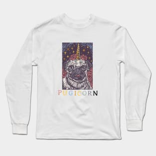 Pugicorn Pug Dog Unicorn Long Sleeve T-Shirt